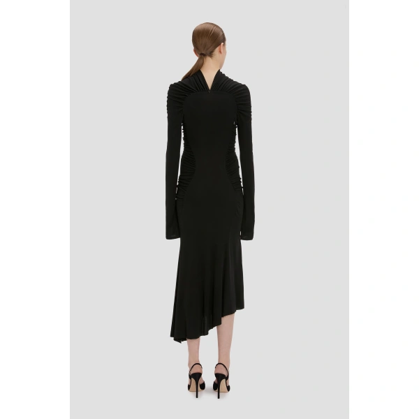 Victoria Beckham High Neck Midi Dress in Black | Midi Dresses | Coveti, view 6