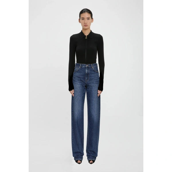 Victoria Beckham High Waist Jean in Mid Blue Wash | Jeans | Coveti, view 2
