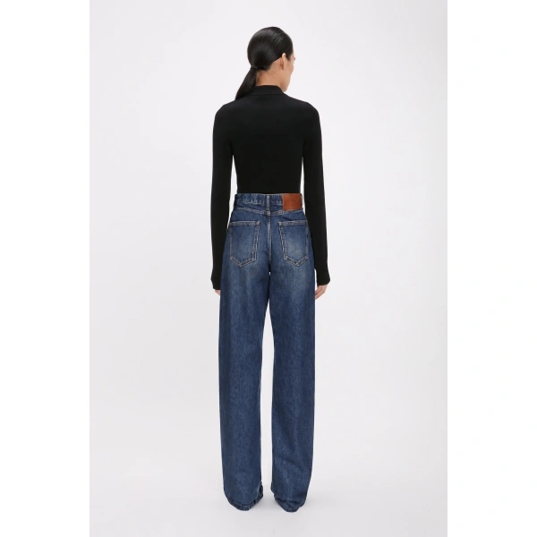 Victoria Beckham High Waist Jean in Mid Blue Wash | Jeans | Coveti, view 3