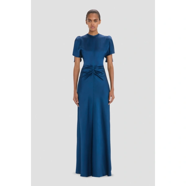 Victoria Beckham Isabella Gown in Dark Ocean | Evening Gowns | Coveti, view 2