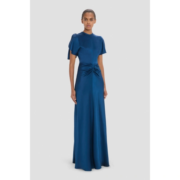 Victoria Beckham Isabella Gown in Dark Ocean | Evening Gowns | Coveti, view 3