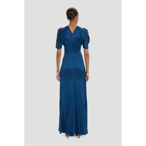 Victoria Beckham Isabella Gown in Dark Ocean | Evening Gowns | Coveti, view 5