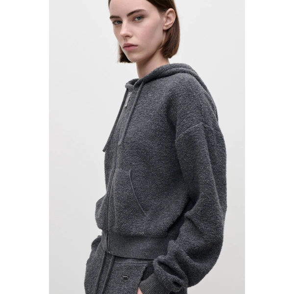 Victoria Beckham Isla Zipped Hoodie in Dark Grey | Hoodies | Coveti, view 5