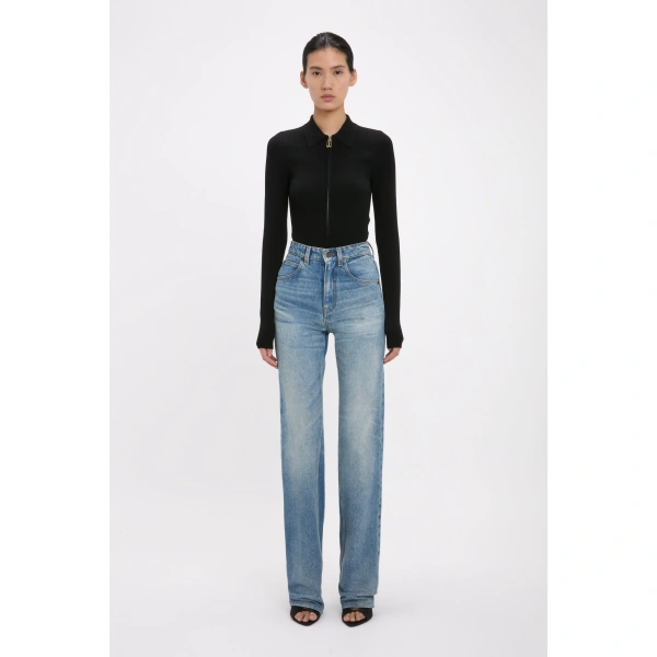 Victoria Beckham Julia Jean in Mid Blue Wash | Jeans | Coveti, view 2