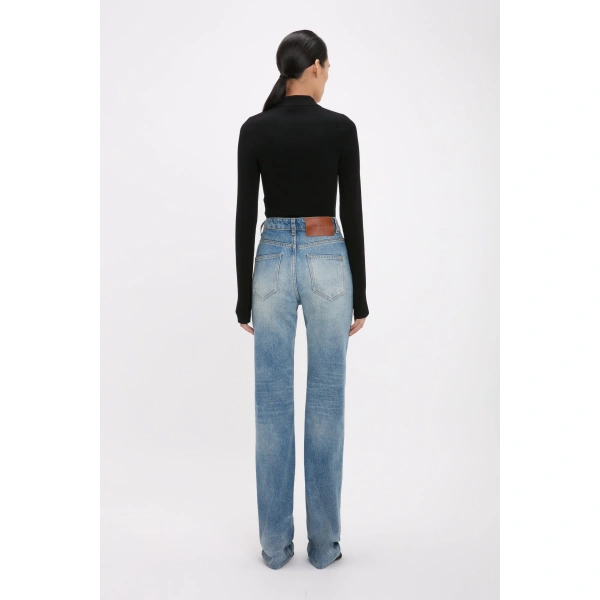 Victoria Beckham Julia Jean in Mid Blue Wash | Jeans | Coveti, view 4
