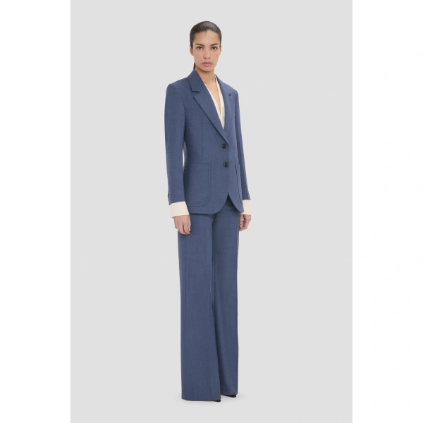 Victoria Beckham Katherine Jacket in Dusk Blue Melange | Blazers | Coveti, view 2