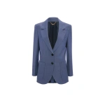 Victoria Beckham Katherine Jacket in Dusk Blue Melange | Blazers | Coveti