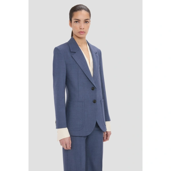 Victoria Beckham Katherine Jacket in Dusk Blue Melange | Blazers | Coveti, view 3