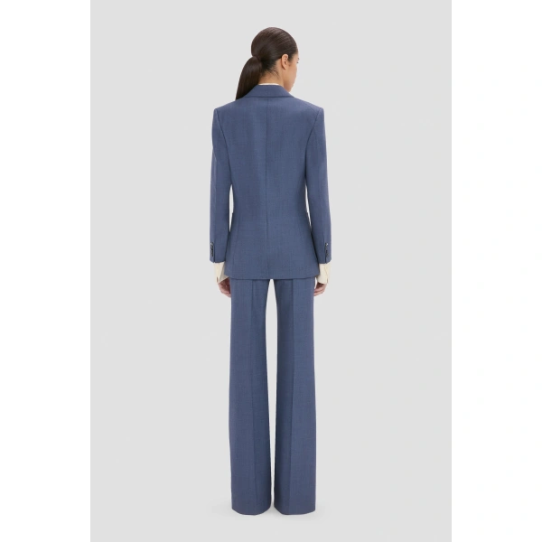 Victoria Beckham Katherine Jacket in Dusk Blue Melange | Blazers | Coveti, view 4