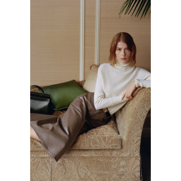 Victoria Beckham Kick Detail Leather Skirt in Tree Bark | Leather Skirts | Coveti, view 3
