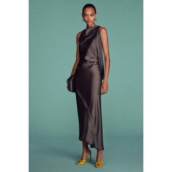 Victoria Beckham Kyra Midi Dress in Grey | Midi Dresses | Coveti, view 3