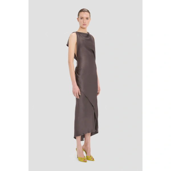 Victoria Beckham Kyra Midi Dress in Grey | Midi Dresses | Coveti, view 4