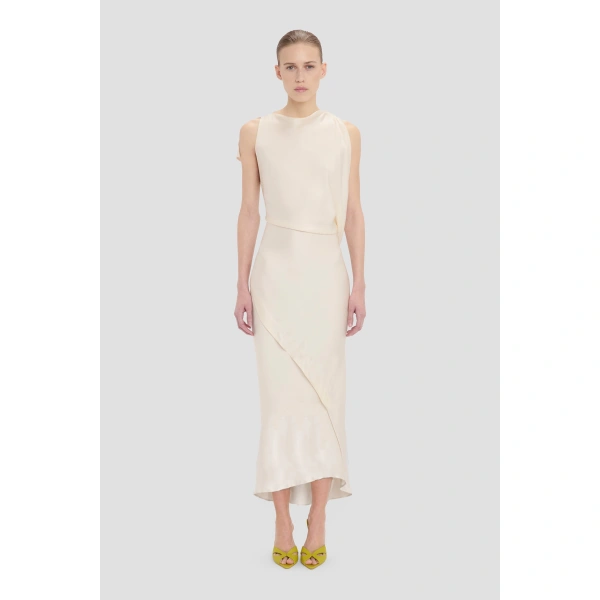 Victoria Beckham Kyra Midi Dress in Ivory | Midi Dresses | Coveti, view 2