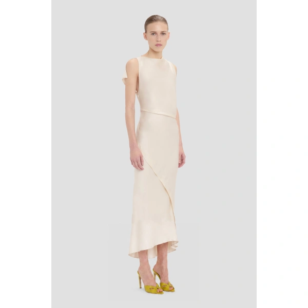Victoria Beckham Kyra Midi Dress in Ivory | Midi Dresses | Coveti, view 3