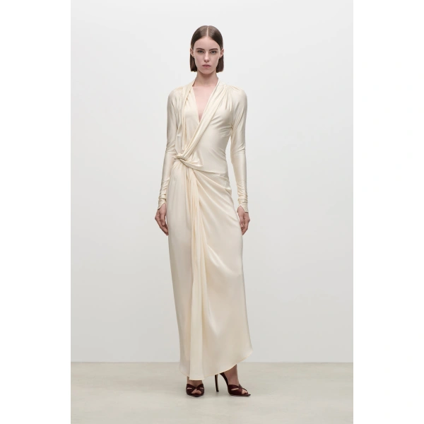 Victoria Beckham Lea Midi Dress in Ivory | Midi Dresses | Coveti, view 2