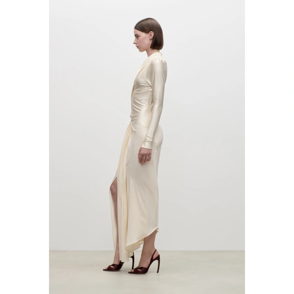 Victoria Beckham Lea Midi Dress in Ivory | Midi Dresses | Coveti, view 3