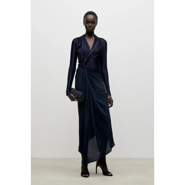 Victoria Beckham Lea Midi Dress in Navy | Midi Dresses | Coveti, view 2