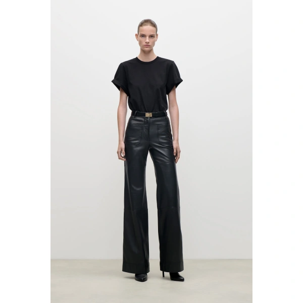 Victoria Beckham Leather Alina Trouser in Black | Leather Pants | Coveti, view 2