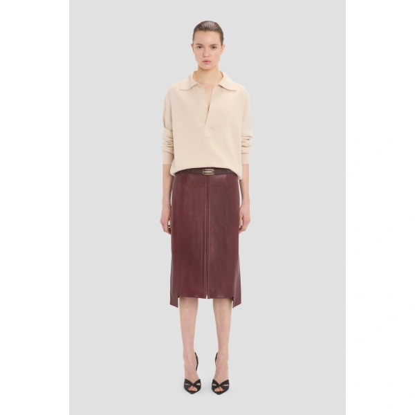 Victoria Beckham Leather Skirt in Acai | Leather Skirts | Coveti, view 2