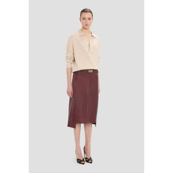 Victoria Beckham Leather Skirt in Acai | Leather Skirts | Coveti, view 4