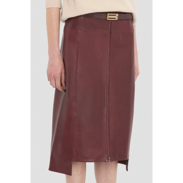 Victoria Beckham Leather Skirt in Acai | Leather Skirts | Coveti, view 5