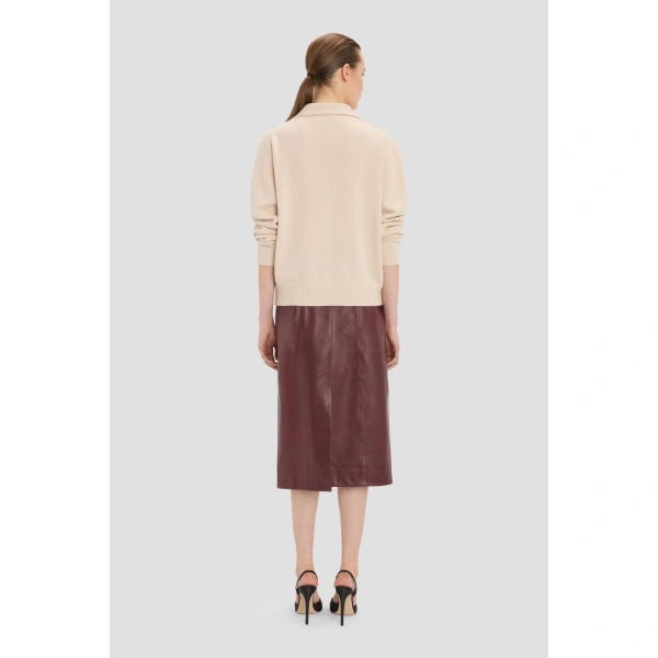 Victoria Beckham Leather Skirt in Acai | Leather Skirts | Coveti, view 6