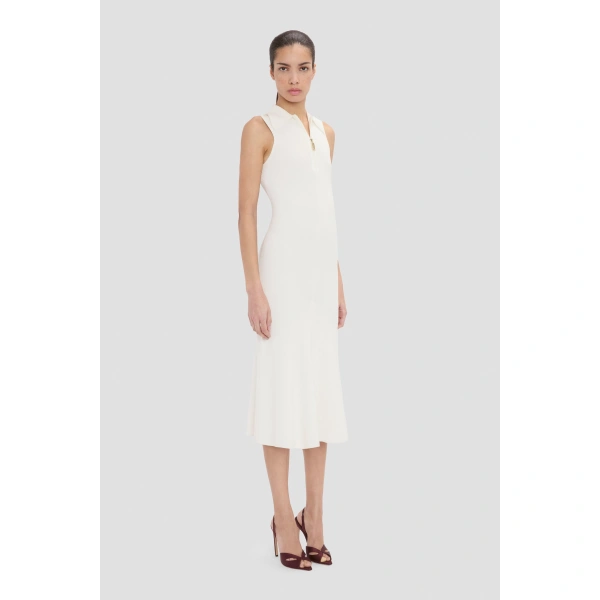 Victoria Beckham Mira Midi Dress in White | Midi Dresses | Coveti, view 3