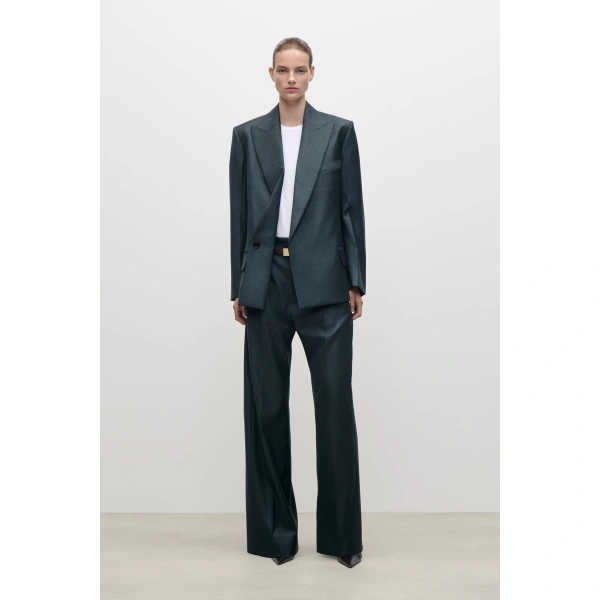 Victoria Beckham Olie Jacket in Dark Teal | Blazers | Coveti, view 3