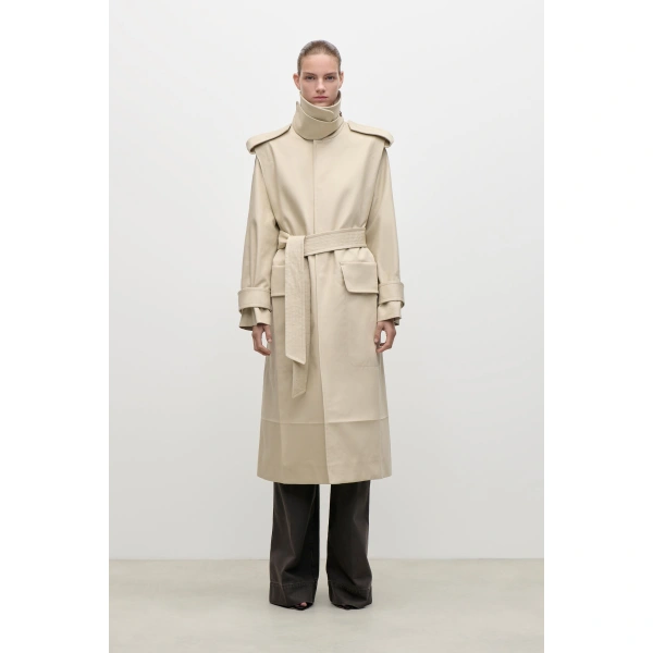 Victoria Beckham Philippa Trench Coat in Beige | Trench Coats | Coveti, view 2