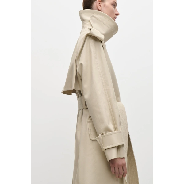 Victoria Beckham Philippa Trench Coat in Beige | Trench Coats | Coveti, view 4