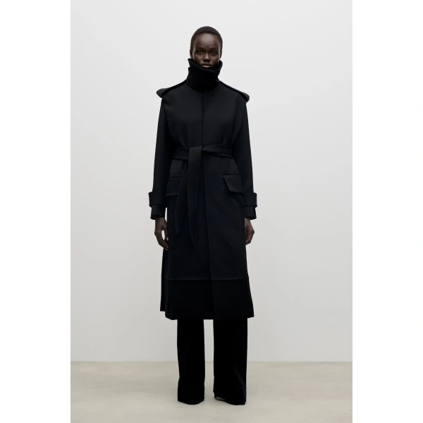 Victoria Beckham Philippa Trench Coat in Black | Trench Coats | Coveti, view 2