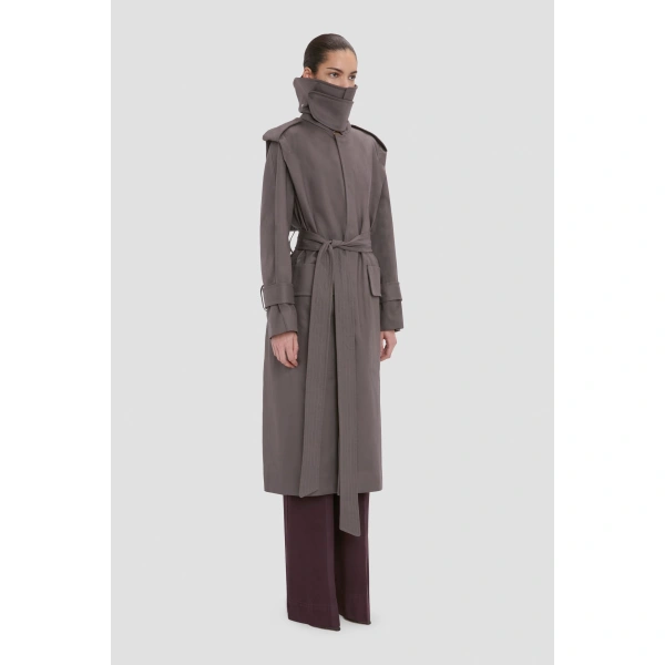 Victoria Beckham Philippa Trench Coat in Ore | Trench Coats | Coveti, view 3