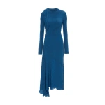 Victoria Beckham Plisse Dress in Dark Ocean | Midi Dresses | Coveti