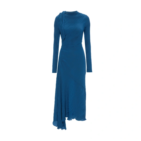 Plisse Dress in Dark Ocean