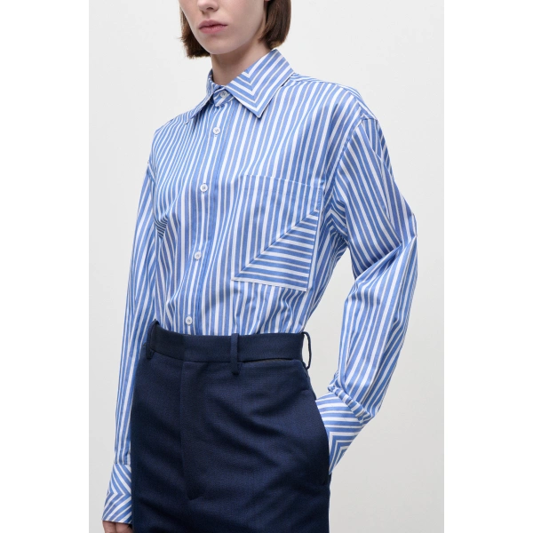 Victoria Beckham Pocket Detail Shirt in Blue White | Shirts | Coveti, view 5