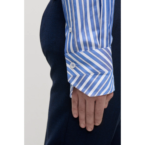 Victoria Beckham Pocket Detail Shirt in Blue White | Shirts | Coveti, view 6