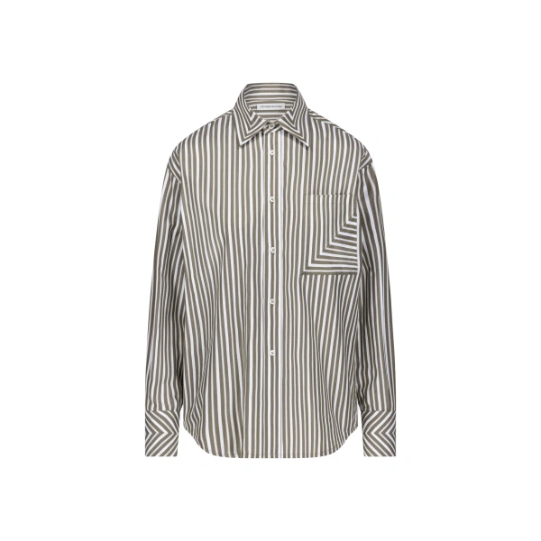 Pocket Detail Shirt in Marsh Green White