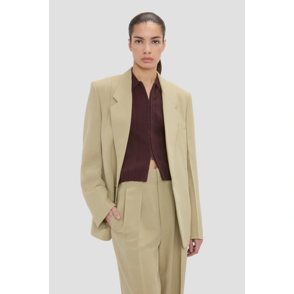 Victoria Beckham Pressed Jacket in Beige | Blazers | Coveti, view 3