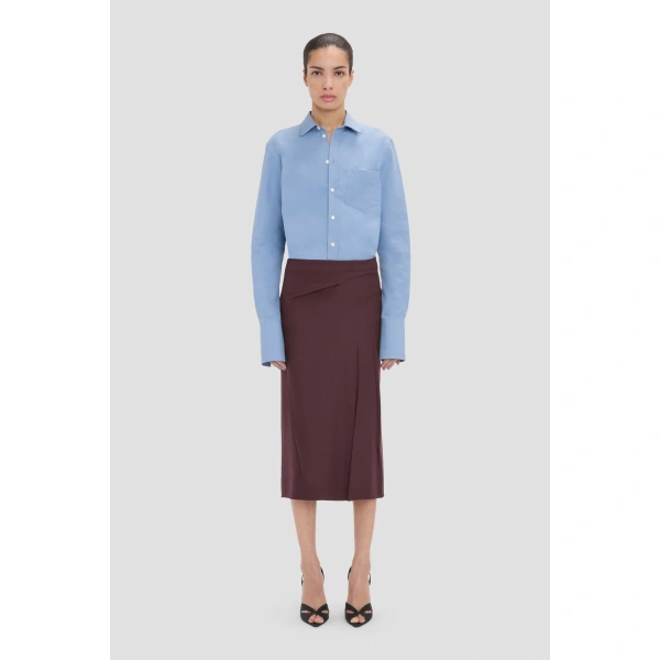 Victoria Beckham Pressed Skirt in Acai | Midi Skirts | Coveti, view 2