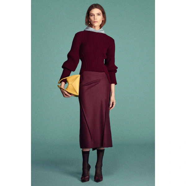 Victoria Beckham Pressed Skirt in Acai | Midi Skirts | Coveti, view 3