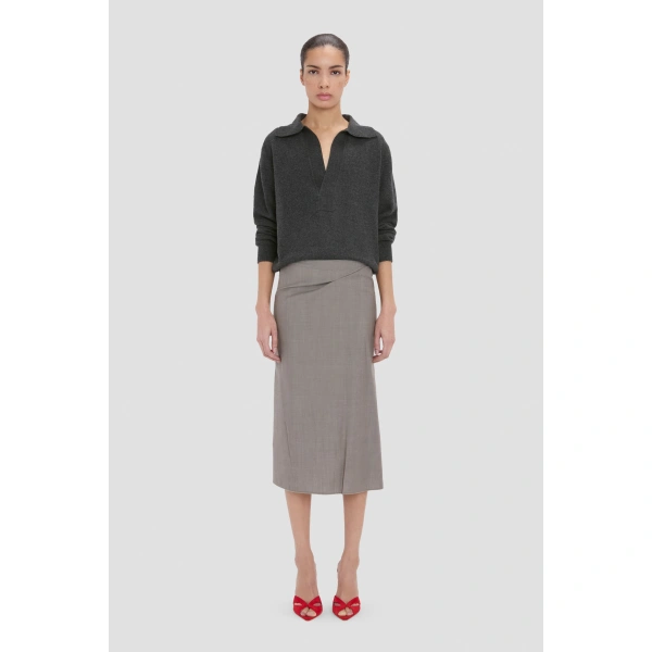 Victoria Beckham Pressed Skirt in Ore | Midi Skirts | Coveti, view 2