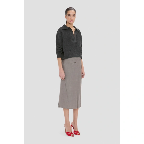 Victoria Beckham Pressed Skirt in Ore | Midi Skirts | Coveti, view 4