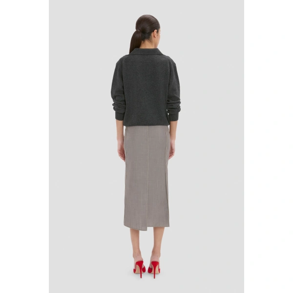 Victoria Beckham Pressed Skirt in Ore | Midi Skirts | Coveti, view 6
