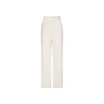 Victoria Beckham Relaxed Curved Leg Trouser in Ivory | Tailored Pants | Coveti