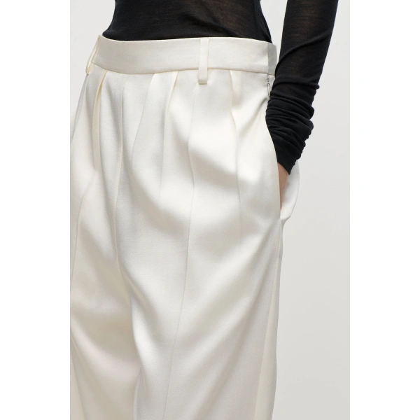 Victoria Beckham Relaxed Curved Leg Trouser in Ivory | Tailored Pants | Coveti, view 6