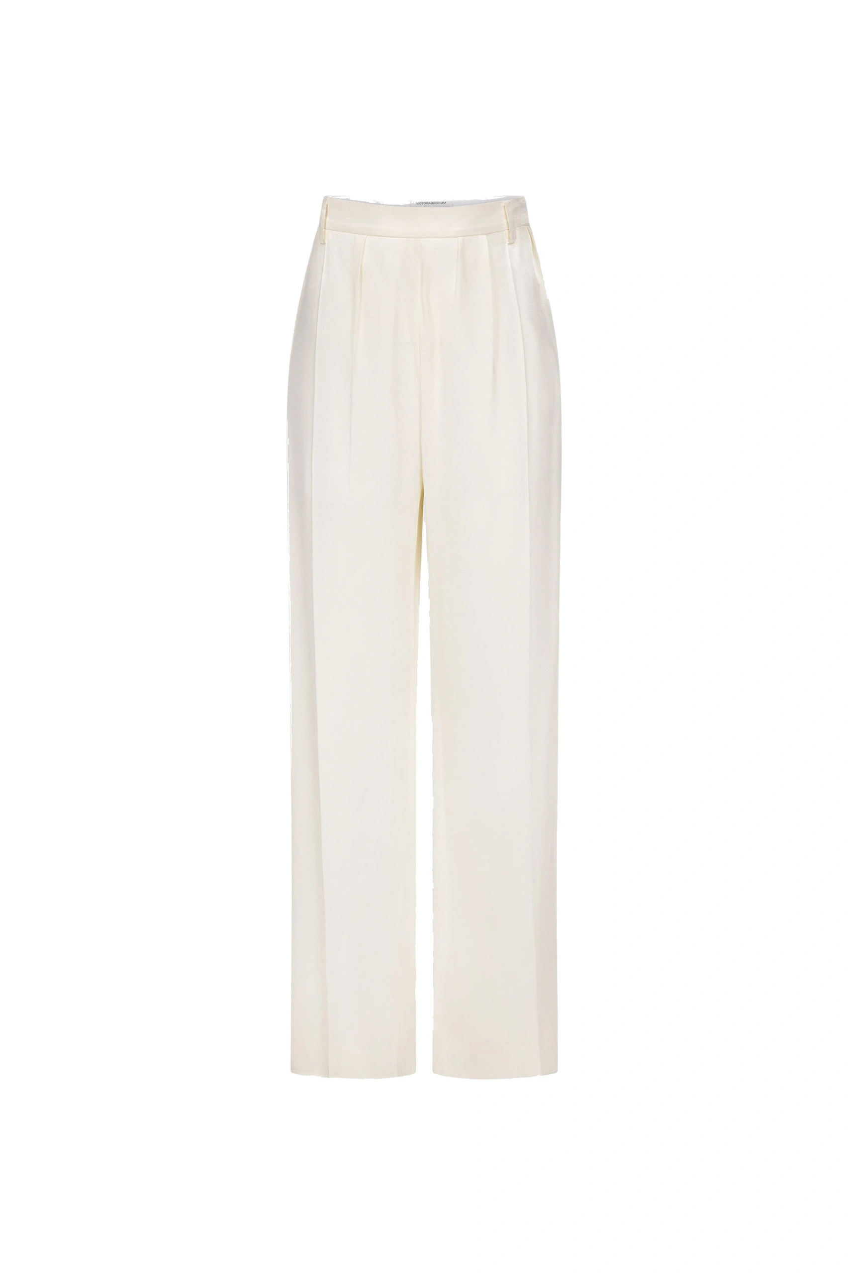 Victoria Beckham Relaxed Curved Leg Trouser in Ivory Victoria Beckham Relaxed Curved Leg Trouser in Ivory | Tailored Pants | Coveti