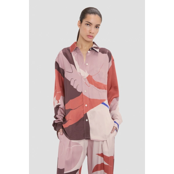 Victoria Beckham Remi Shirt in Abstract Earth Print | Shirts | Coveti, view 2