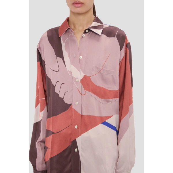 Victoria Beckham Remi Shirt in Abstract Earth Print | Shirts | Coveti, view 4