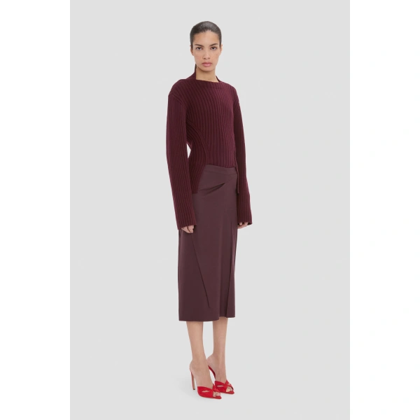 Victoria Beckham Ribbed Jumper in Acai | Sweaters | Coveti, view 3