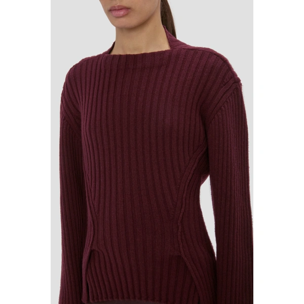 Victoria Beckham Ribbed Jumper in Acai | Sweaters | Coveti, view 4